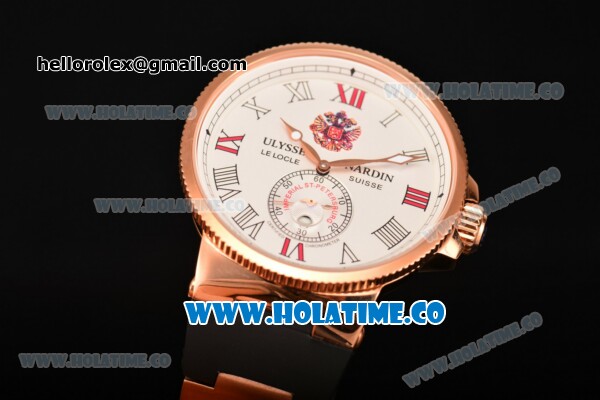 Ulysse Nardin Imperial St. Petersburg Maxi Marine Chronometer Enamel Limited Edition Auotmatic Rose Gold Case with White Dial and Roman Numeral Markers - Click Image to Close